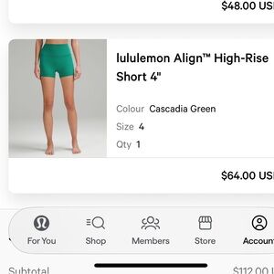 lululemon Align™ High-Rise
Short 4" in Cascadia Green